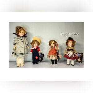 Vintage 1983 IDEAL Shirley Temple Dolls Lot of 4 (8" & 12") w/ Tags & Hairnets